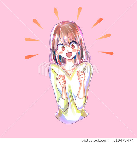 一位女士微笑著，雙手緊握 119473474