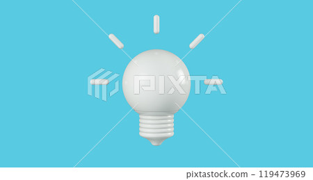 3D rendering, Realistic blue bulb for inspiration or new idea symbol and icon, isolated on white background. 119473969
