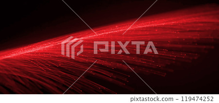 Abstract red paticles magic wave dynamic steam flowing movement on black background vector 119474252