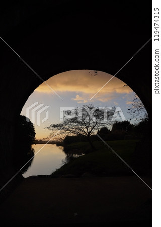 橋和日落 119474315