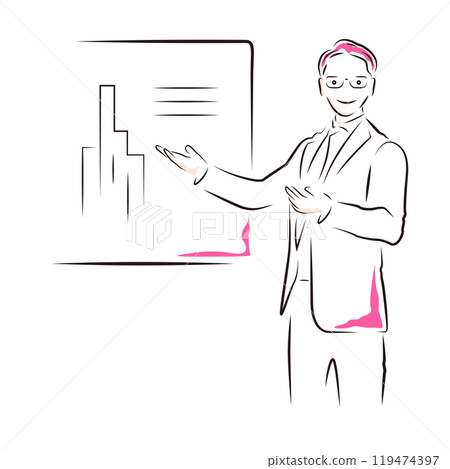 Business | Businessman giving a presentation at a meeting 119474397