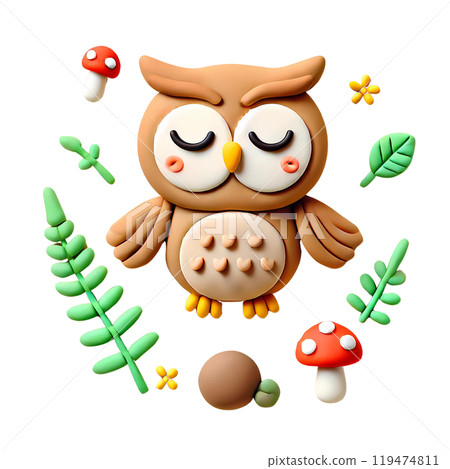 cute owl in autumn 119474811