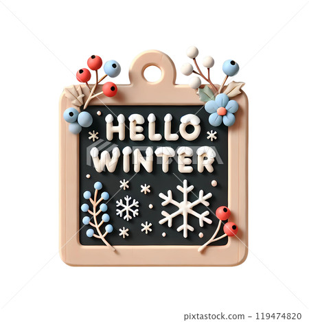 hello winter on blackboard  119474820