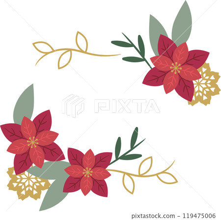 一品紅框架插畫素材 119475006