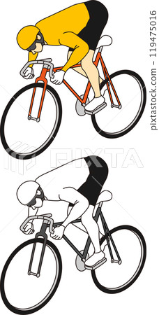 Illustration set of male keirin racers Illustration set of male keirin racers 119475016