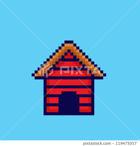 Pixel art Wooden Dog house game asset design Pixel art Wooden Dog house game asset design 119475057