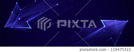 Abstract futuristic background with geometric arrows and glowing points in purple tones Abstract futuristic background with geometric arrows and glowing points in purple tones 119475322