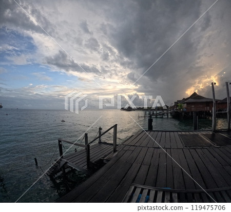Mabul Island, the base for diving in Sipadan Island, Sabah state in Malaysia. Mabul Island, the base for diving in Sipadan Island, Sabah state in Malaysia. 119475706