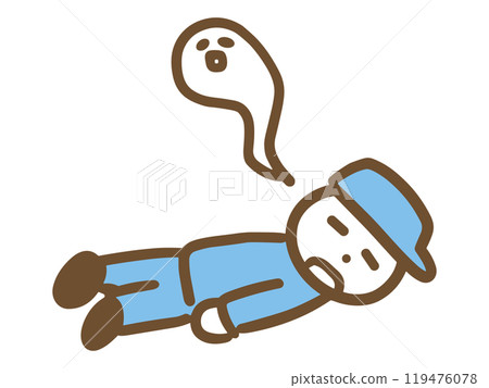 A young worker collapsed (whole body) A young worker collapsed (whole body) 119476078