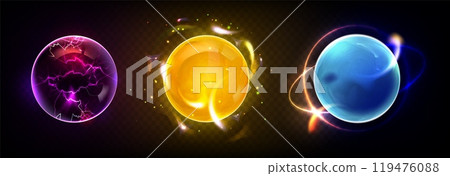 Bright glowing magic energy ball 119476088