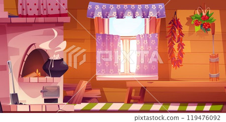 Old Russian kitchen interior with furniture 119476092