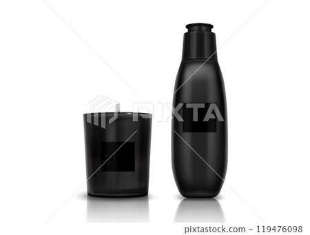Aroma candle and cosmetic bottle mockup 119476098