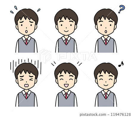 簡單可愛的學生插畫（毛衣、上半身、男孩） 119476128