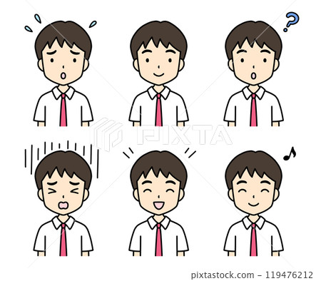 Simple and cute student illustration (summer clothes, upper body, boy) Simple and cute student illustration (summer clothes, upper body, boy) 119476212