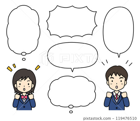 Simple and cute student illustration (with spirited pose and balloon) Simple and cute student illustration (with spirited pose and balloon) 119476510