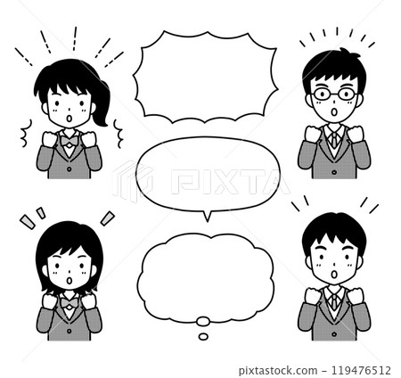 簡單可愛的學生插畫(活潑的姿勢和氣球) 簡單可愛的學生插畫(活潑的姿勢和氣球) 119476512