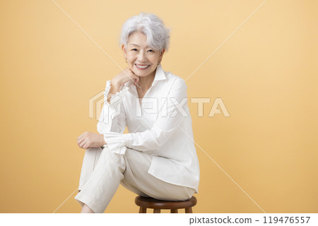 Senior woman portrait of a gray-haired woman 119476557