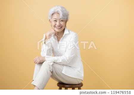 Senior woman portrait of a gray-haired woman 119476558