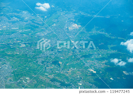 Scenery from the window of the airplane 119477245