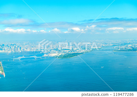Scenery from the window of the airplane 119477286