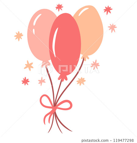 hand drawn illustration of orange blush pink peach hot air balloons. Design clipart for party celebration festive holiday festival birthday cards invitations. For kids children art, pastel print. 119477298