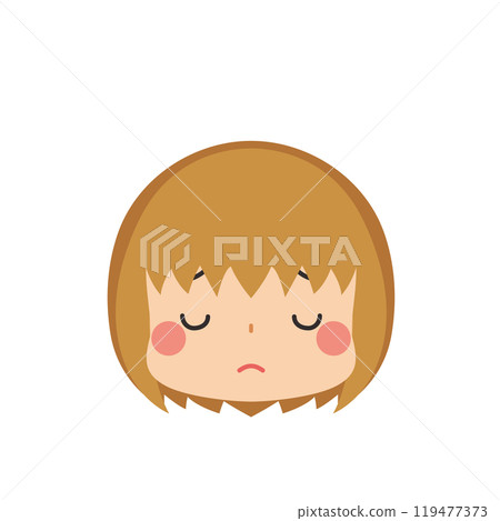 Pensive cute little girl emoji illustration icon face expression white background vector 119477373