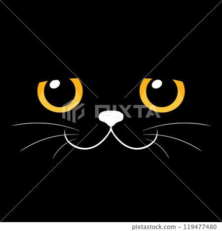 Black cat face background. Vector illustration 119477480