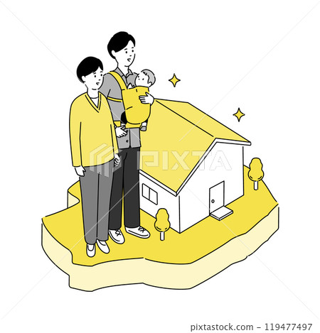 Map of Tochigi prefecture and young family and house illustration, vector 119477497