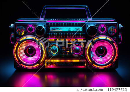 Neon Glow Retro Boombox 119477733