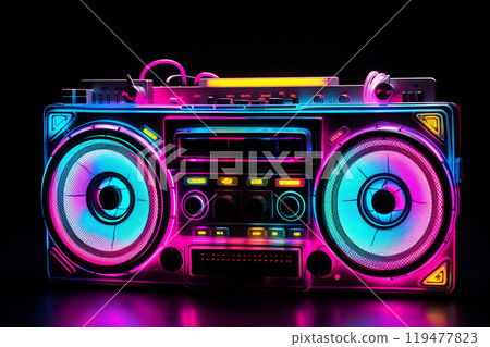 Neon Glow Retro Boombox Neon Glow Retro Boombox 119477823