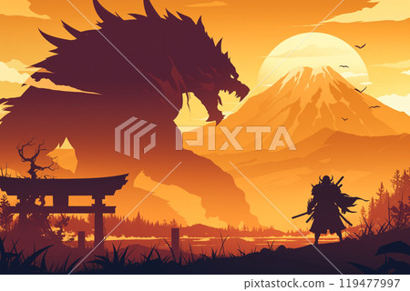 Monster with mountain background 119477997