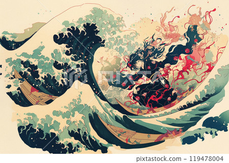 浮世繪風格的現代插圖 119478004