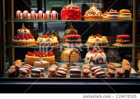 Antique French Bakery Window 119478105