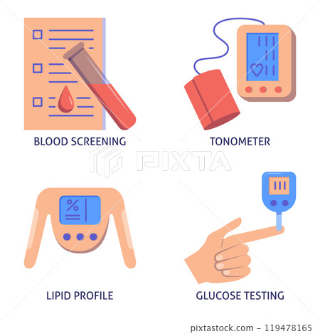 Medical checkup flat icon set 119478165