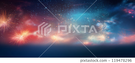 Abstract colored firework background with free space for text 119478296