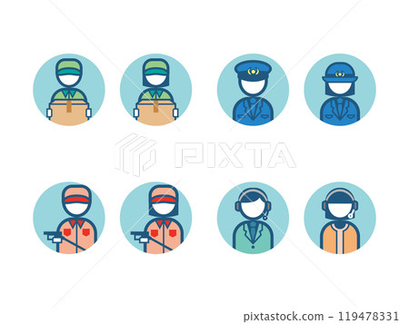 職業人圖示顏色圓形背景 職業人圖示顏色圓形背景 119478331