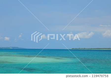 View of the bridge connecting Miyako Island and Irabu Island from Kurima Fishing Port Beach View of the bridge connecting Miyako Island and Irabu Island from Kurima Fishing Port Beach 119478758