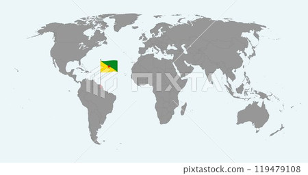Pin map with French Guiana flag on world map. Vector illustration. 119479108