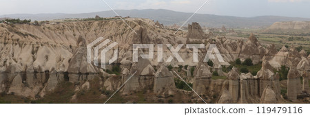 Giant rock and sand formations in touristic Cappadocia Giant rock and sand formations in touristic Cappadocia 119479116