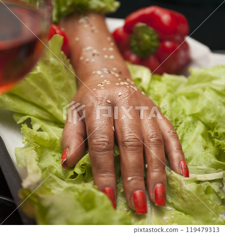 Creepy cannibal Halloween dinner Creepy cannibal Halloween dinner 119479313