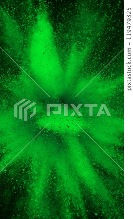 Green powder explosion. Abstract closeup dust. 119479325