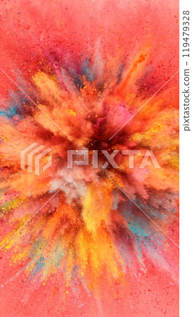 Colored powder explosion. Abstract closeup dust. 119479328