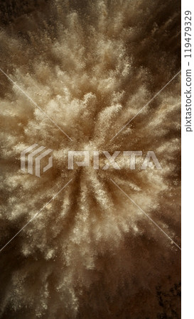 Beige powder explosion. Abstract closeup dust. 119479329