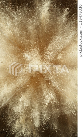 Beige powder explosion. Abstract closeup dust. 119479330