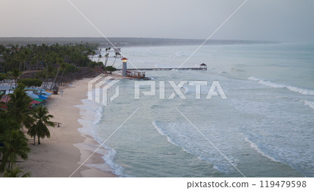 Amazing aerial view of dominicus beach at morning Amazing aerial view of dominicus beach at morning 119479598