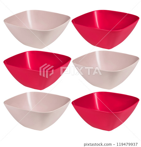 empty plastic bowl isolated on white background. Set of plastic bowls set empty plastic bowl isolated on white background. Set of plastic bowls set 119479937
