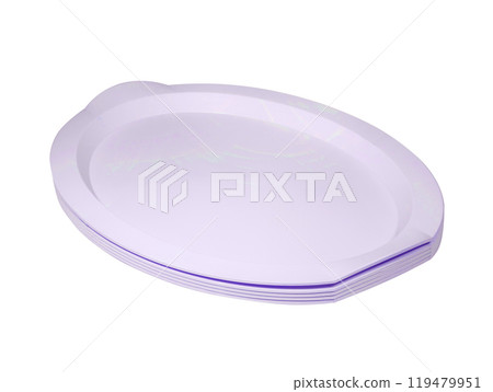 Stack of plastic trays for food isolated on white background. Plastic tray Stack of plastic trays for food isolated on white background. Plastic tray 119479951