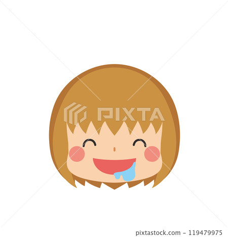 Emoji illustration of a cute little girl drooling, icon, face, expression, white background, vector Emoji illustration of a cute little girl drooling, icon, face, expression, white background, vector 119479975