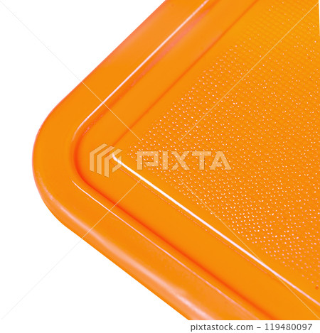 Chopping plastic cutting board corner white background. cutting board utensil 119480097