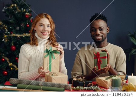 Celebrating Festive Season with Gifts and Decorations 119480184